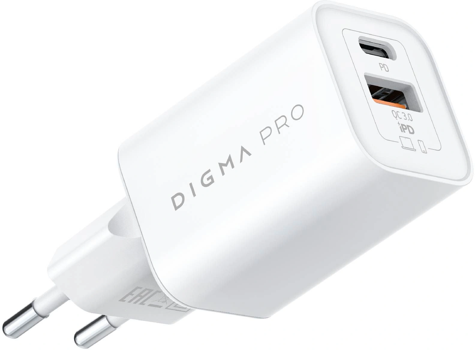 Сетевое зар./устр. Digma Pro DPW6C 65W 3.25A (PD+QC) USB-C/USB-A универсальное белый (DPW6С6GX11WH)