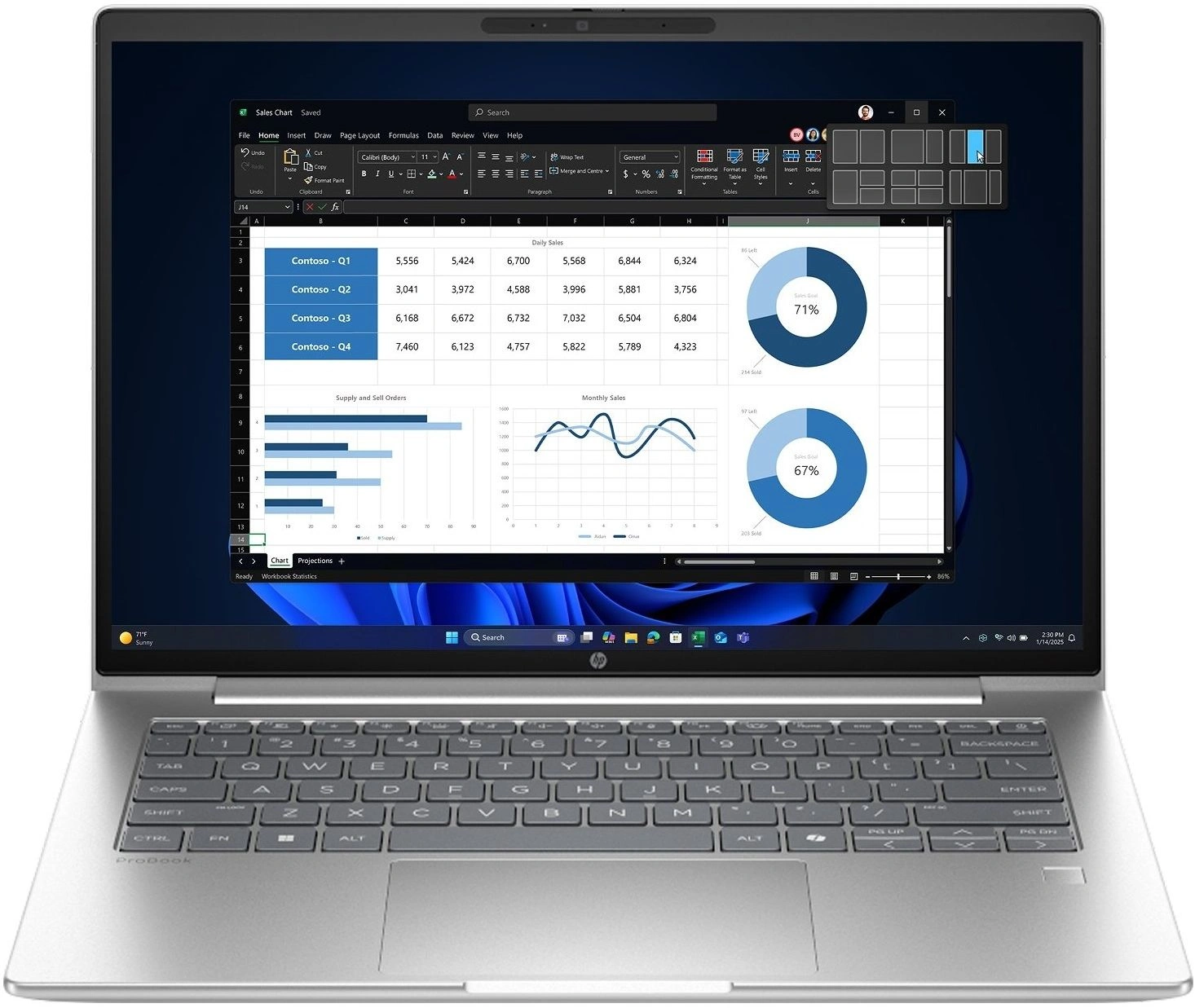 Ноутбук HP ProBook 4 G1i Core i5 1334U 16Gb SSD512Gb Intel Iris Xe graphics 14" IPS WUXGA (1920x1200) Windows 11 Pro silver WiFi BT Cam (BX7Y0AT)