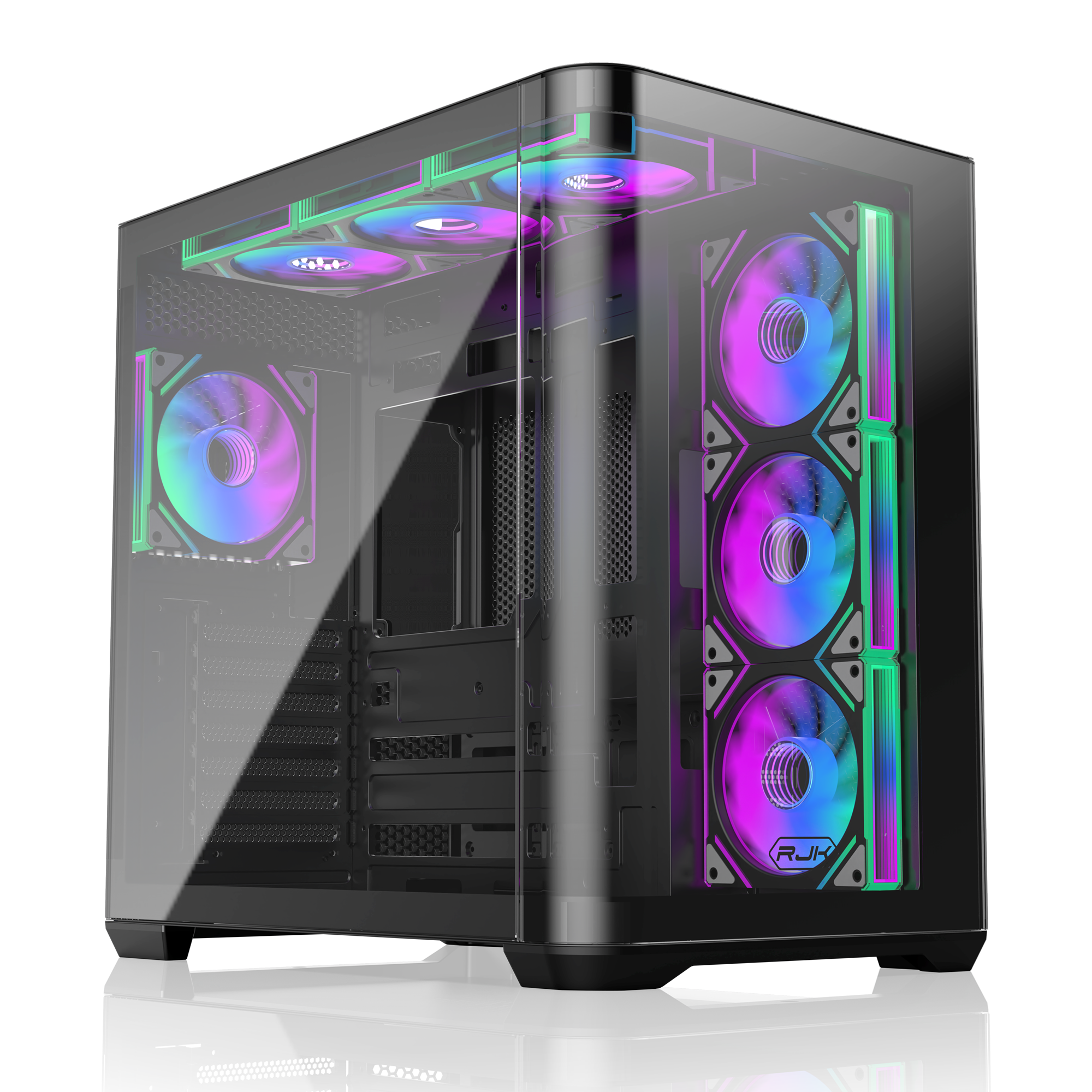Корпус без блока питания/ Case Raijintek ATREUS BT7, Midi-Tower, TG, 7x120mm ARGB, 2xUSB-A 3.0 + 1xUSB Type-C , E-ATX, ATX, mATX, mITX Black (0R20B00258)