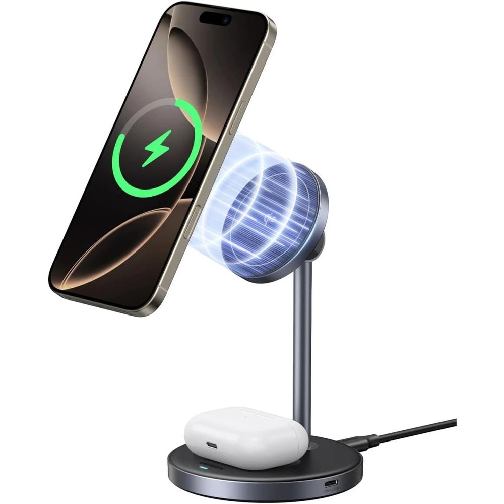 Подставка магнитная UGREEN W710 (45382) 2-in-1 15W Magnetic Wireless Charger для iPhone + AirPods. Ц (45382_)