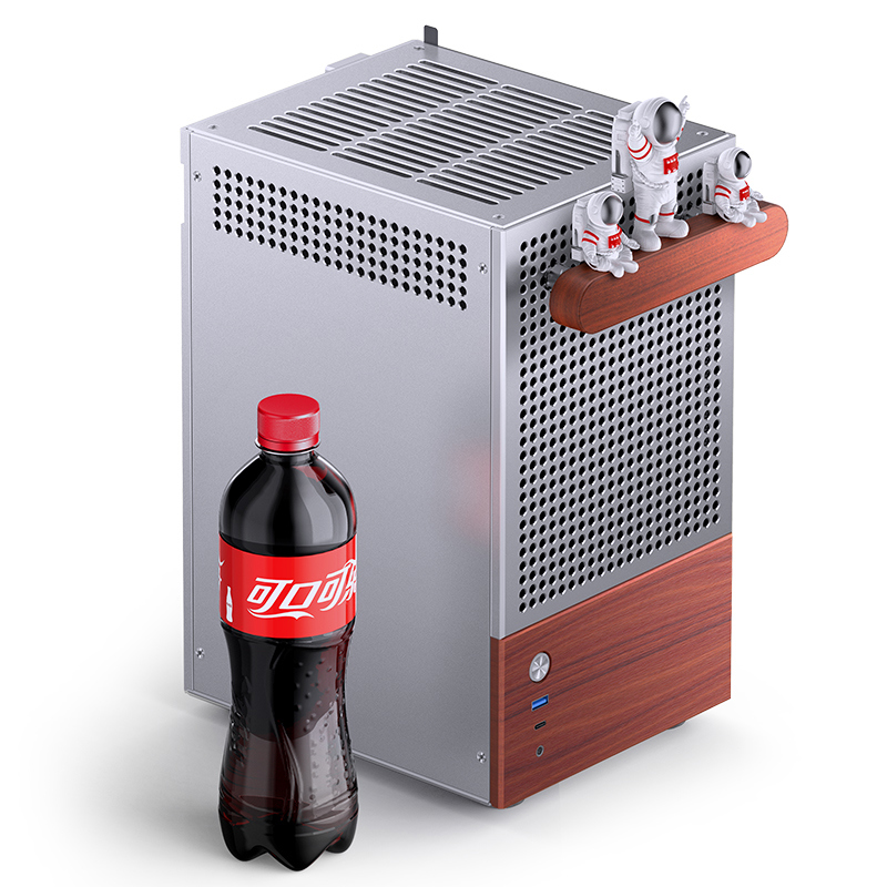 Корпус без блока питания/ Case JONSBO T6, Desktop SFF, TG, no fan, 1xUSB-A 3.2 + 1xUSB-C 3.2, mITX Silver (T6 SILVER)