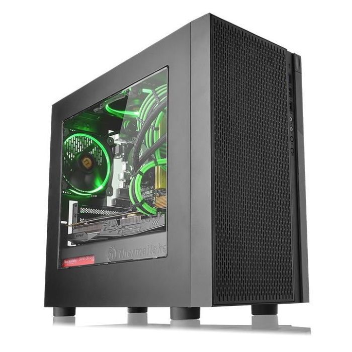 Корпус mATX Thermaltake Versa H18, черный без БП, 2x2.5", 2x3.5", USB 3.0 x 1, USB 2.0 x 2, 1x120 mm fan, no PSU (CA-1J4-00S1WN-00)