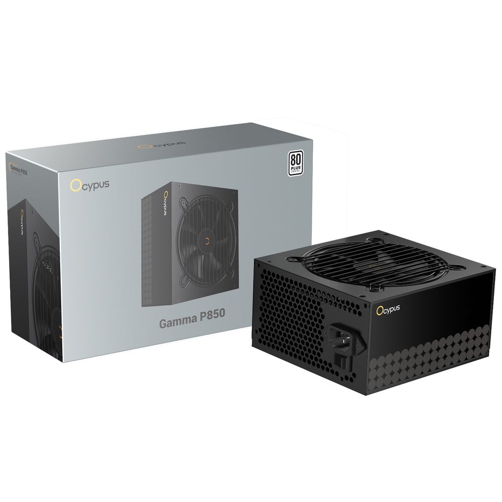 Блок питания 850W Ocypus Gamma P850 BK (ATX, 80+, APFC, 20+4 pin, 120mm fan, PCI-E 6+2Px4, 6xSATA) (Gamma-P850-W1HDBK024X-EU)