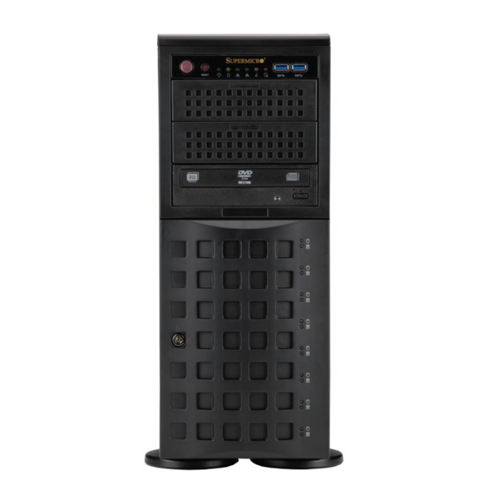 Рабочая станция Supermicro 4U Tower 740A-T no CPU(2)Scalable/ TDP 270W/ no DIMM(16)/ SATARAID HDD(8)SFF/ 3x5,25/ 2x1GbE/ 6xFHHL,M2/ 1200W (SYS-740A-T)