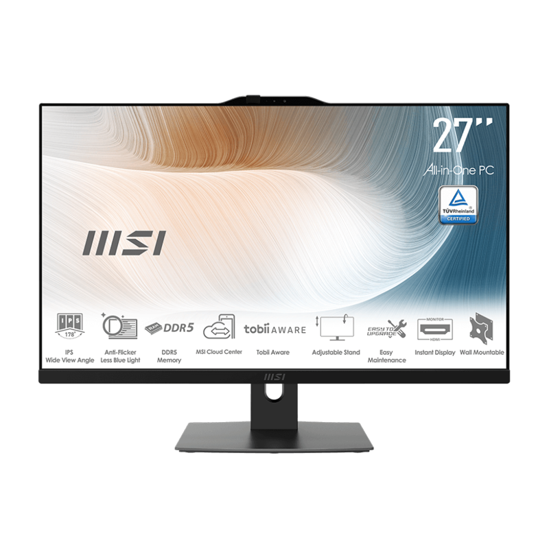 Моноблок MSI Modern AM242P 12M AiO 23,8" FHD (1920x1080)IPS AG Non-touch, Core i5-120U , 16Gb DDR5(2*8GB), 512GB SSD M.2, Intel UHD, WiFi, BT, camera, WirelessKB&mouse Eng/ Rus, No OS,1y,Black (9S6-AE0721-1029)