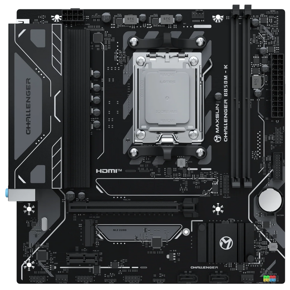 Материнская плата Maxsun MS-Challenger B850M-K B850, AM5, 2*DDR5, 1*PCIEx16, 1*PCIEx1, 1*M.2, 6*USB3.2Gen1, 4*USB2.0, 2*SATA3.0, 1G, HDMI, M-ATX, RTL (6940709662489)