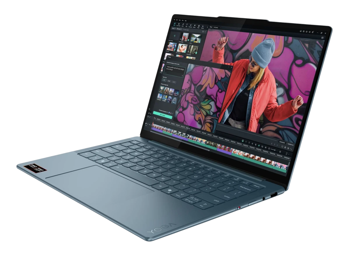 Ноутбук/ Lenovo Yoga Slim 7 14AKP10 14"(2880x1800 OLED)/AMD Ryzen AI 7 350(2Ghz)/32768Mb/1024PCISSDGb/noDVD/Int:AMD Radeon 860M/Cam/BT/WiFi/70WHr/war 1y/1.19kg/tidal teal/Win11Home + 65W, RU kbd (83JY000ARK)