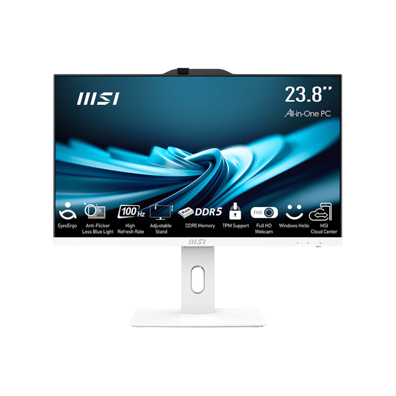 Моноблок MSI PRO AP242P 14M 23.8"(1920x1080 (матовый) IPS)/Core i5 14400(2.5Ghz)/8Gb/256SSDGb/noDVD/ 730/BT/WiFi/-/4.63kg/White/DOS + Wireless KB+M (9S6-AE0622-825)