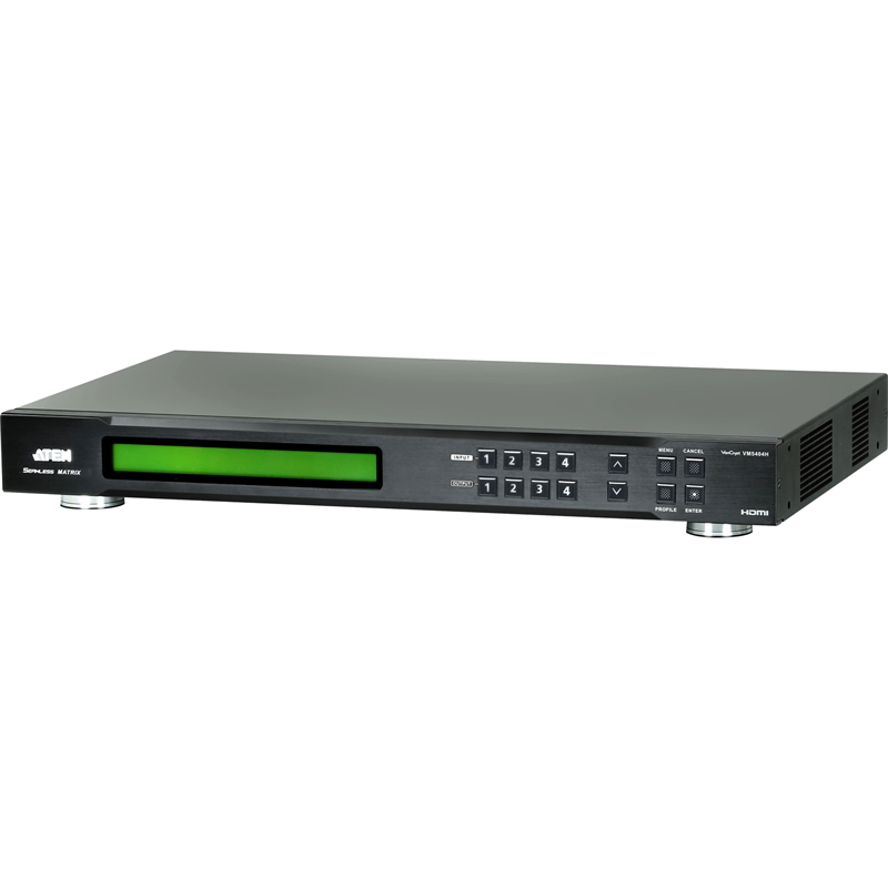 Переключатель, электрон., HDMI, 4> 4 монитора, без шнуров, (480p/720p/1080i/1080p-1920x1080/VGA/SVGA/SXGA/UXGA-1600x1200/WUXGA-1920x1200) функция плавного переключения[VM5404H]/ 4x4 HDMI Matrix Switch