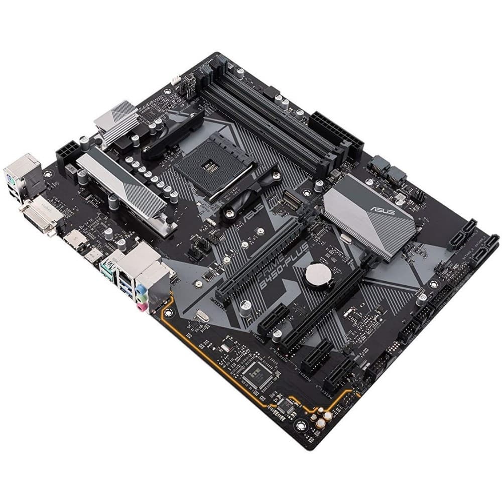 Материнская плата ASUS PRIME B450-PLUS, B450, 4*DDR4, 6*SATA, 2*M.2, 4*USB 3.2, 2*USB 2.0, Type-C, 3*PCIx16, 3*PCIx1, DVI-D+HDMI, ATX (90MB0YN0-M0EAY0)