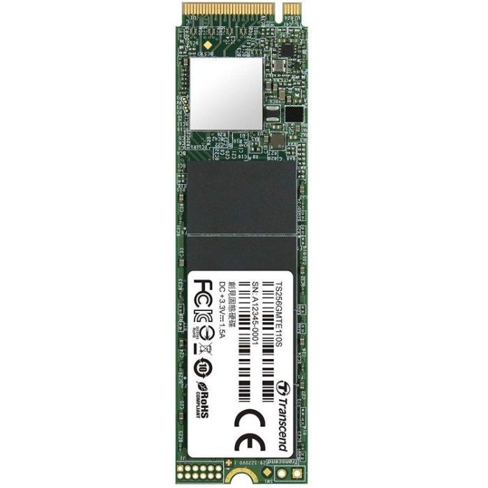 Накопитель Transcend TS256GMTE110S, M.2 2280, SSD, PCIe NVMe , 256GB, 3D TLC, RTL