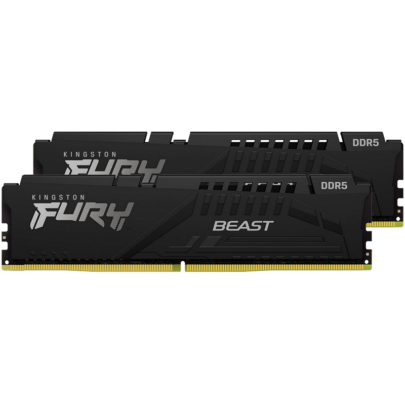 DDR 5 DIMM 16Gb PC41600, 5200Mhz, Kingston FURY Beast Black CL40 (Kit of 2) (KF552C40BBK2-16) (retail)