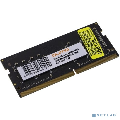 QUMO DDR4 SODIMM 4GB QUM4S-4G2666C19 PC4-21300, 2666MHz OEM/ RTL