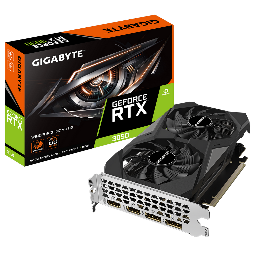 Видеокарта Gigabyte Bad Pack RTX3050 WINDFORCE OC V2 6GB GDDR6 96bit 2xDP 2xHDMI 2FAN RTL bp (GV-N3050WF2OCV2-6GD||BP)