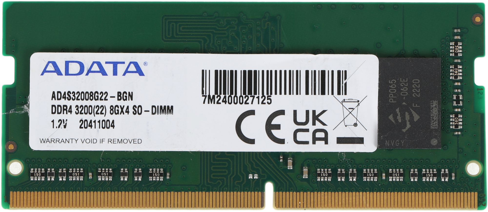 Модуль памяти ADATA 8GB DDR4 3200 SO-DIMM Premier AD4S32008G22-BGN, CL22, 1.2V, Bulk