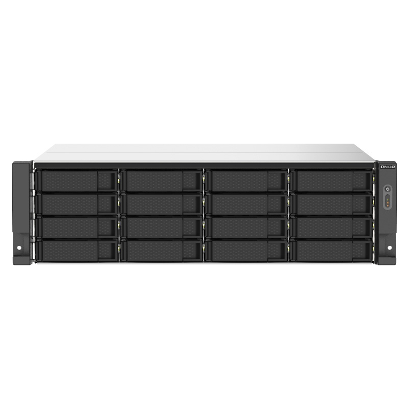 SMB QNAP TS-1673AU-RP-16G NAS 16 HDD trays, 2x 2.5 GbE, rackmount, 2 PSU. 4-core AMD V1500B 2,2 GHz,,RAM 16 GB (1 x 16 GB) up to 32 GB (2 x 16 GB). W/ o rail kit RAIL-B02