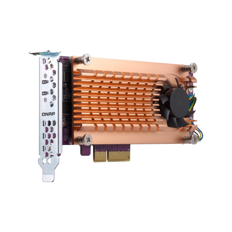 Плата расширения/ QNAP QM2-2S-220A Dual M.2 22110/2280 SATA SSD expansion card (PCIe Gen2 x2), Low-profile bracket pre-loaded, Low-profile flat and Full-height are bundled (shorter version to support