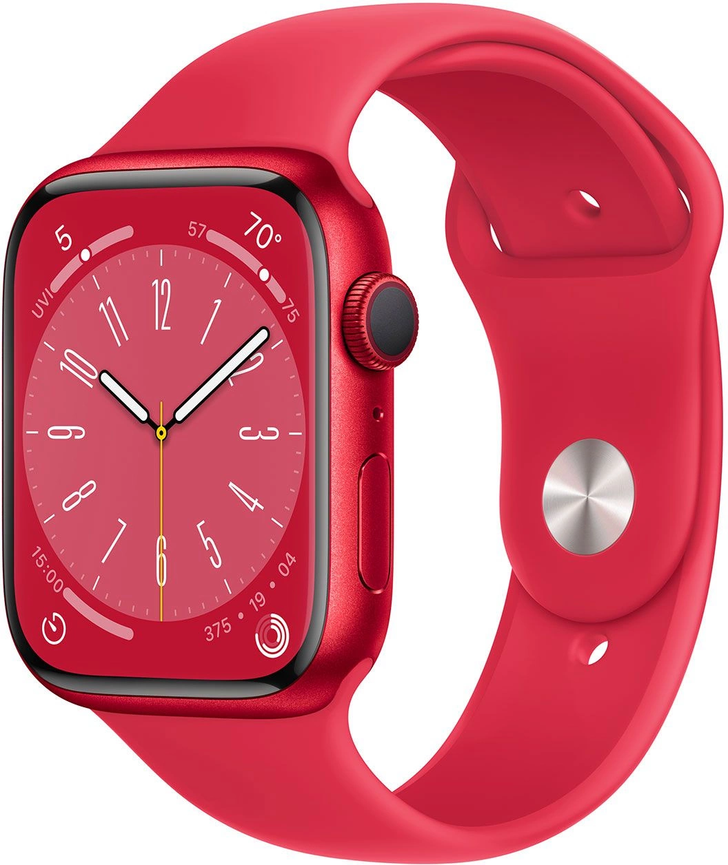 Смарт-часы Apple Watch Series 8 А2771 45мм OLED корп.красный рем.красный разм.брасл.:M/L (MNUU3LL/A)