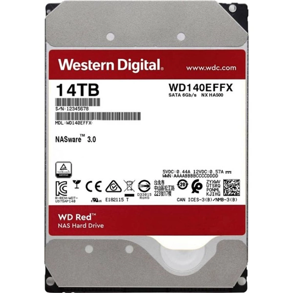 Western Digital HDD SATA-III 14Tb Red for NAS WD140EFFX, 5400 rpm, 512MB buffer, 1 year