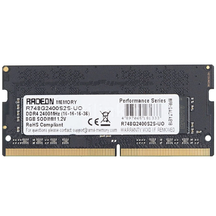 Память оперативная AMD DDR4 8Gb 2400MHz PC4-19200 CL16 SO-DIMM 260-pin 1.2V OEM (R748G2400S2S-UO)