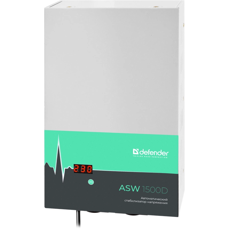 Стабилизатор напряжения ASW 1500D настенный 900Вт толщина 65мм, 2 розетки/ Voltage stabilizer ASW 1500D wall-mounted 900W, thickness 65mm, 2 sockets (99046)