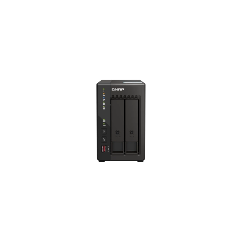 SMB QNAP TS-253E-8G NAS, 2-tray w/o HDD. 2xHDMI-port. 4-core Celeron J6412 2-2.6 GHz, 8GB DDR, 2x2.5Gb LAN, 2 x M.2 2280 PCIe Gen 3 x2, 2x USB 3.2 Gen 2 (10Gbps) Port, 2x USB 2.0 port