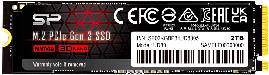 Накопитель SSD Silicon Power PCI-E 3.0 x4 2Tb SP02KGBP34UD8005 M-Series UD80 M.2 2280