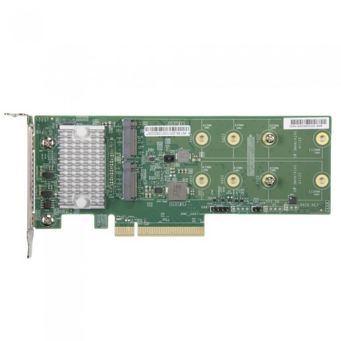 AOC-SLG3-2H8M2 2x Hybrid NVMe/SATA M.2 RAID (0,1) Carrier, support 2242/2280/22110, Standard LP (AOC-SLG3-2H8M2-O)