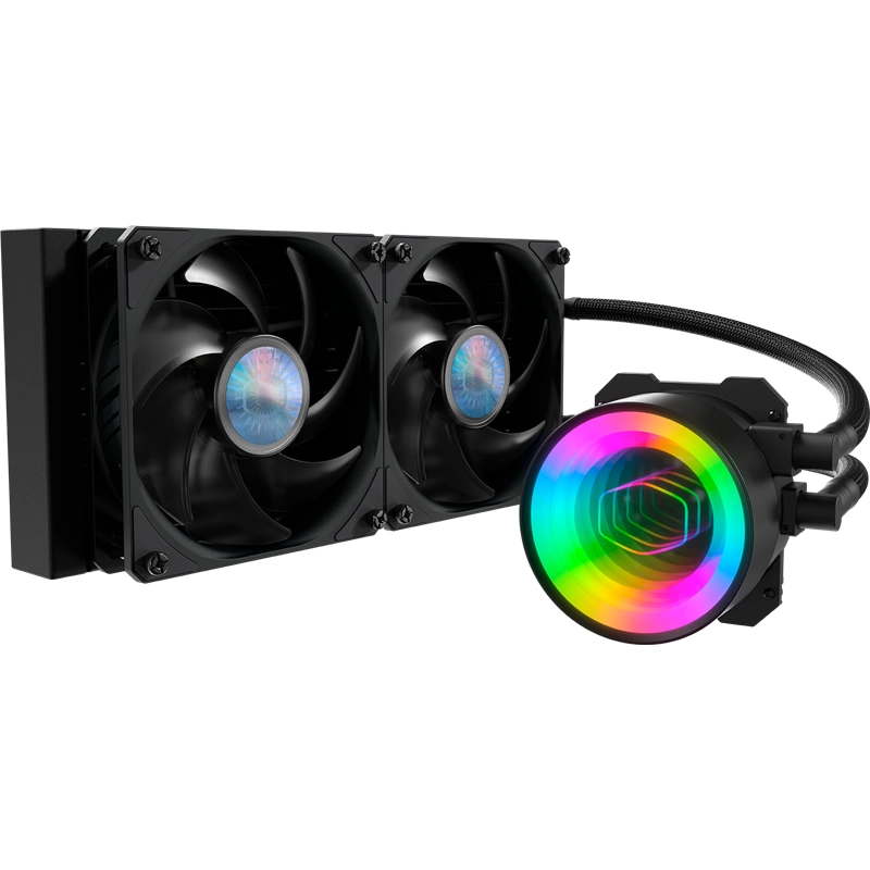 Cooler Master MasterLiquid ML240 Mirror (230W, 240mm, ARGB, fans: 2x120mm/62CFM/27dBa/1800rpm, 2066/2011-v3/2011/1200/1156/1155/1151-v2/1151-v1/1150/AM4/AM3+/AM3/AM2+/AM2/FM2+/FM2/FM1) (MLX-D24M-A18PK-R1)