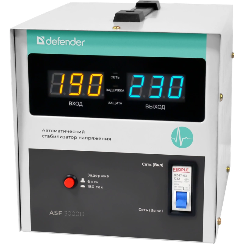 Стабилизатор напряжения ASF 3000D напольный 1800Вт метал корпус, терминал/ Voltage stabilizer ASF 3000D floor standing 1800W metal case, terminal (99038)
