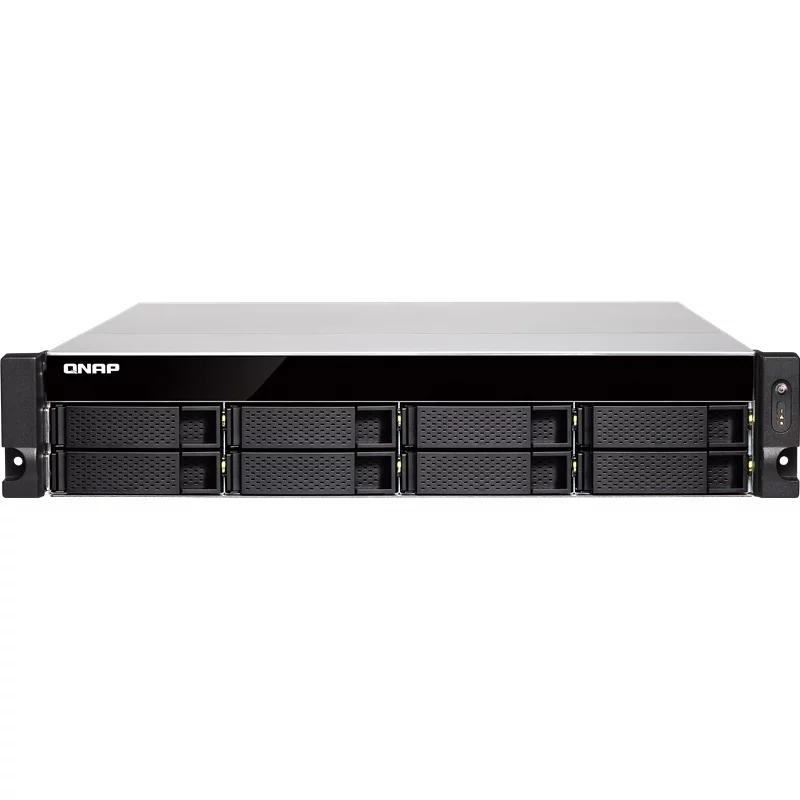 Сетевое хранилище без дисков SMB QNAP TS-883XU-RP-E2124-8G 8-Bay NAS (8x 2.5"/3.5" SATA HDD/SSD), Intel Xeon E-2124 4-core 3.3 GHz (up to 4.3 GHz), 8GB DDR4 ECC RAM (2 x 4GB) up to 64 GB ( 4 x 16 GB), 4x GbE LAN, 2 x 10GbE SFP+, rackmount 2U, 2xPSU. W/o