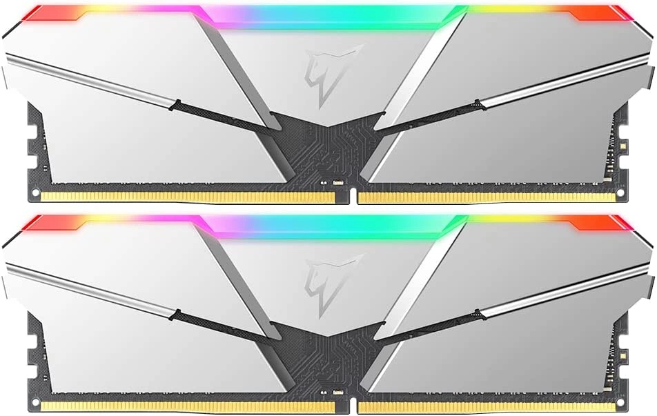 DDR 4 DIMM 16Gb (8Gbx2) PC25600, 3200Mhz, Netac Shadow NTSRD4P32DP-16S, RGB, CL14 Silver, 1.35V, с радиатором