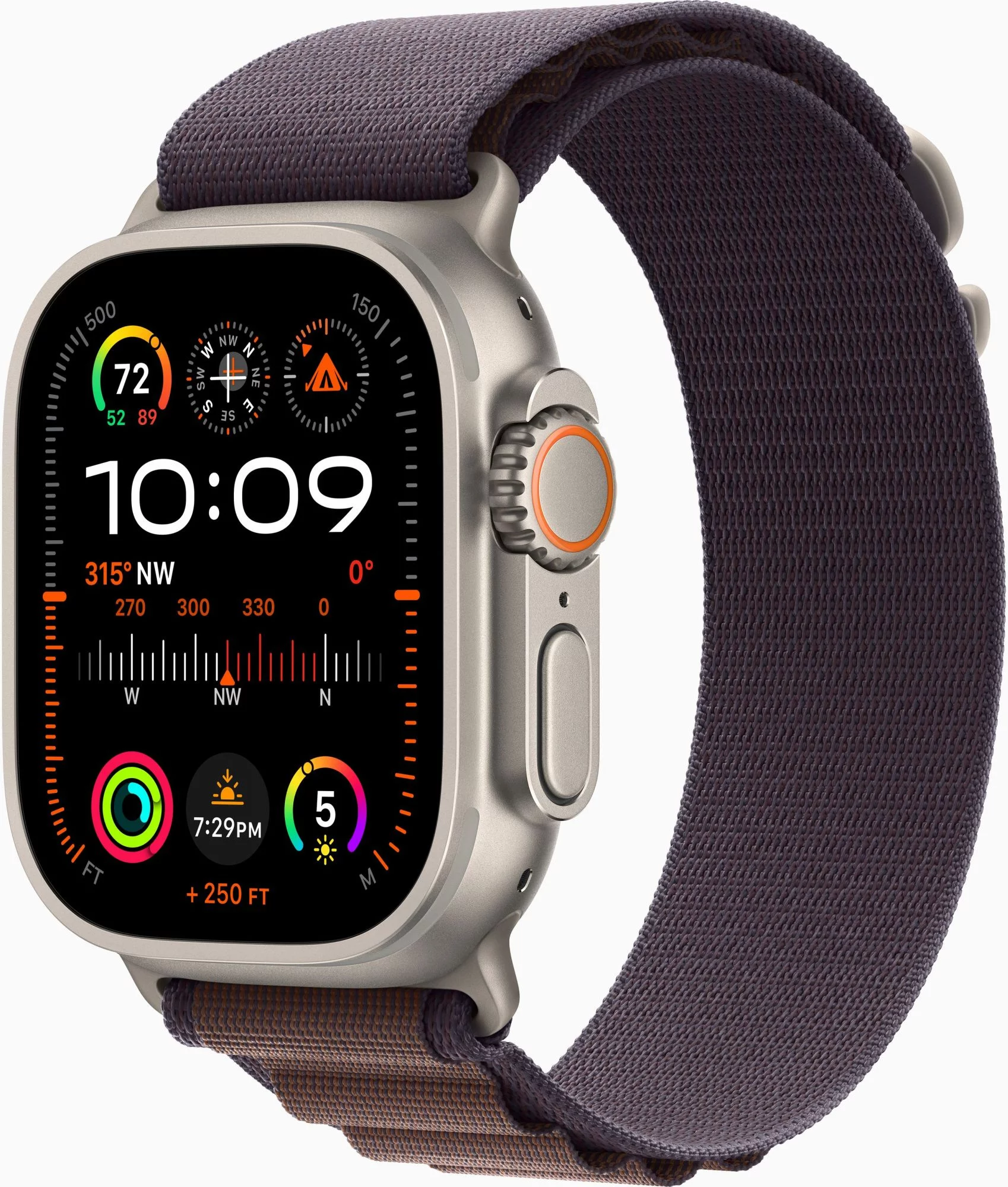 Смарт-часы Apple Watch Ultra 2 A2986 49мм OLED корп.титан Alpine loop рем.индиго разм.брасл.:160-210мм (MREW3LL/ A) (MREW3LL/A)