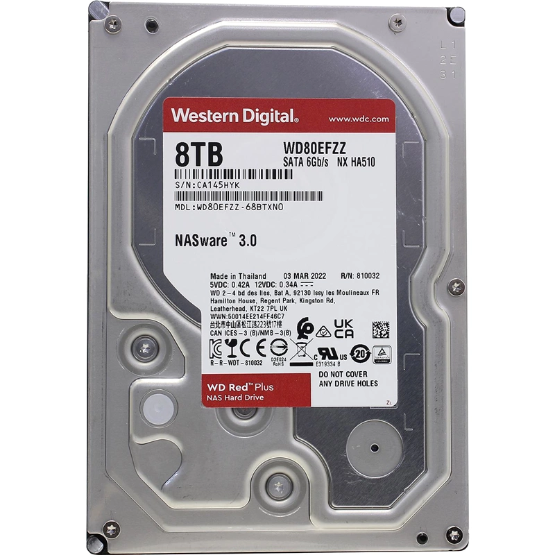 Жесткий диск Western Digital Red Plus WD80EFZZ 8TB 3.5" 7200 RPM 128MB SATA-III NAS Edition (замена WD80EFBX)