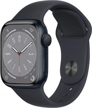 Смарт-часы Apple Watch Series 8 А2770 41мм OLED корп.темная ночь рем.темная ночь разм.брасл.:S/M (MNU73LL/A)