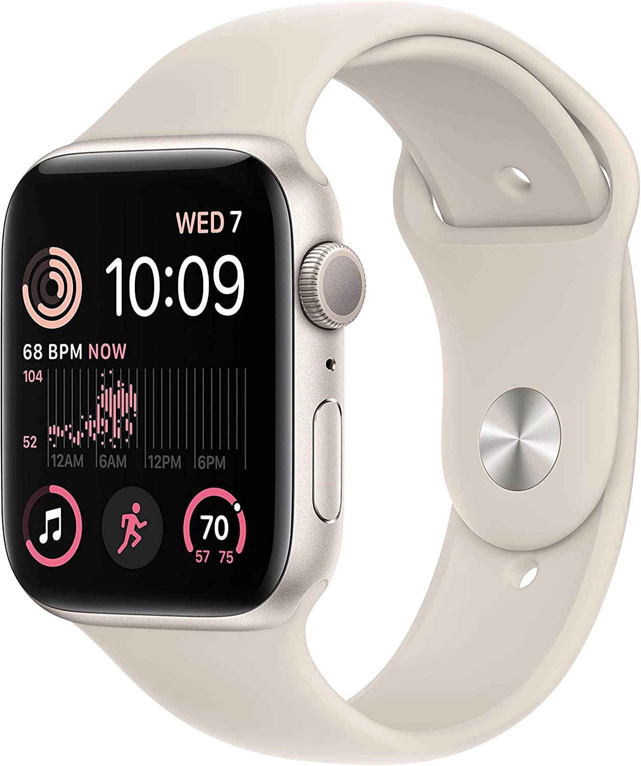 Смарт-часы Apple Watch SE 2022 A2723 44мм OLED корп.сияющая звезда рем.сияющая звезда разм.брасл.:S/M (MNTD3LL/A)