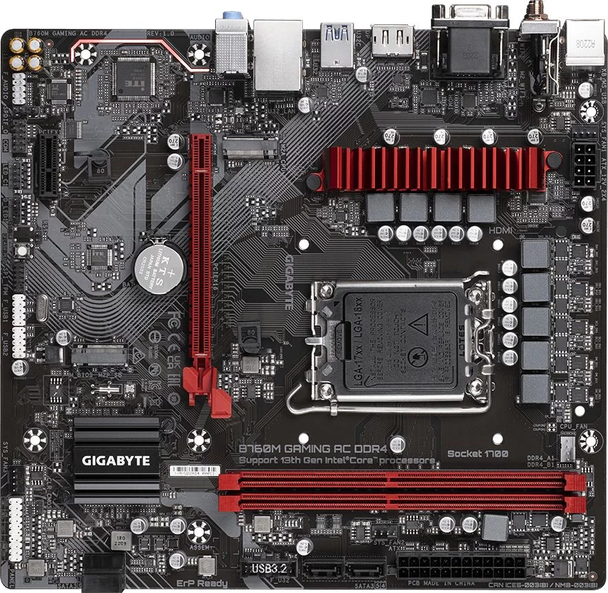 Материнская плата Gigabyte B760M GAMING AC DDR4 Soc-1700 Intel B760 2xDDR4 mATX AC`97 8ch(7.1) 2.5Gg RAID+VGA+HDMI+DP