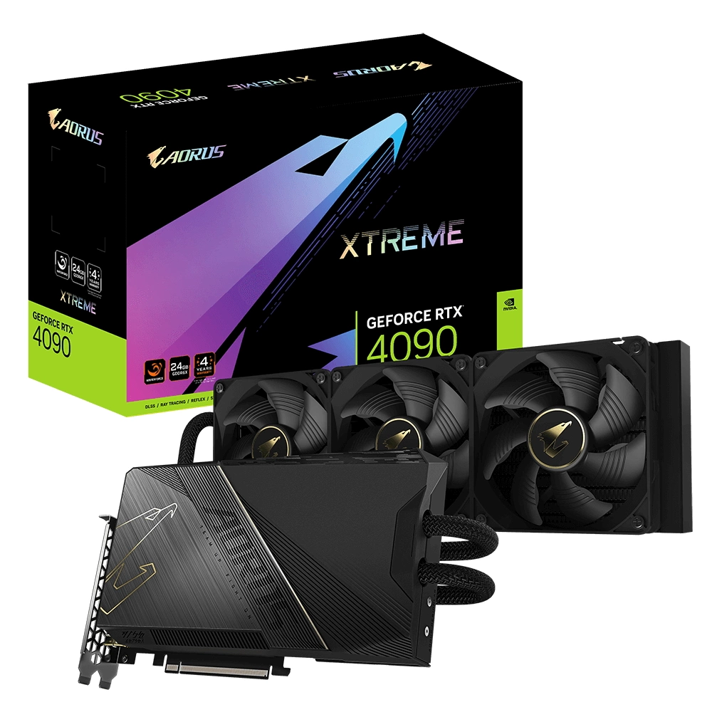 RTX4090 AORUS XTREME WATERFORCE 24GB GDDR6X 384-bit HDMI 3xDP GDDR6X 384-bit HDMI 3xDP (311490) (GV-N4090AORUSX W-24GD 1.1)