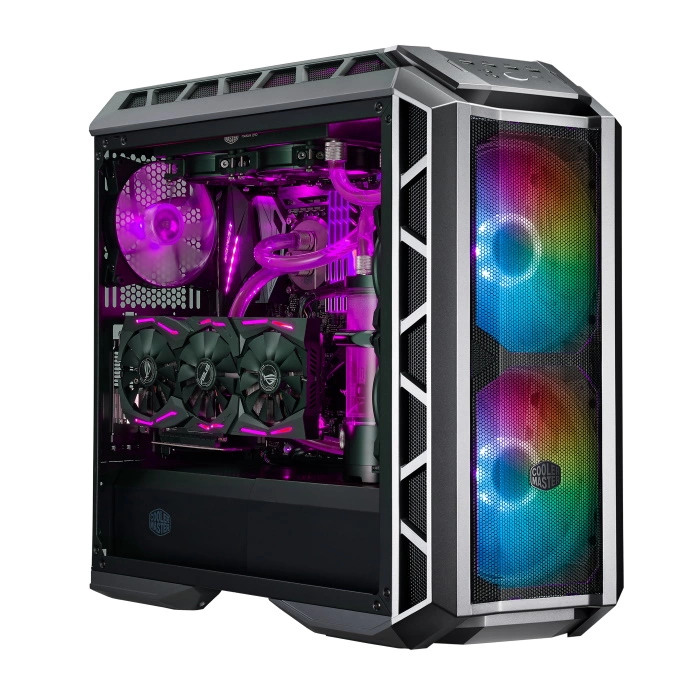 Корпус Cooler Master MasterCase H500P Mesh Gun Metal Grey, без БП, 2x2.5"/3.5" combo, 2x2.5", USB3.0x2, USB2.0x2, 2x200 ARGBFan, 1x140Fan, Full Tower, ATX, w/o PSU (MCM-H500P-MGNN-S11)