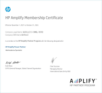 Сертификат партнера HP Inc. 2022